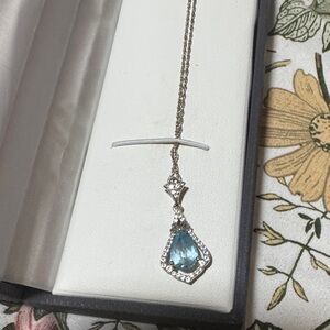 Elegant Sterling Silver Aquamarine Pendant Necklace